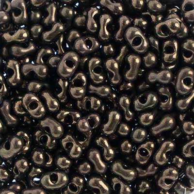 Czech Bow Beads (Farfalle) 3.2x6.5mm Black/Green Luster image