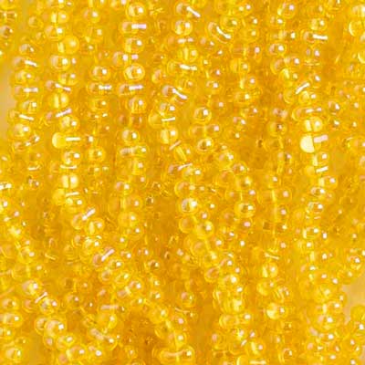 Czech Bow Beads (Farfalle) 3.2x6.5mm Transparent Yellow Rainbow Strung image