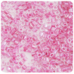 Delica 11/0 Cut Pink Sparkle Crystal Lined image