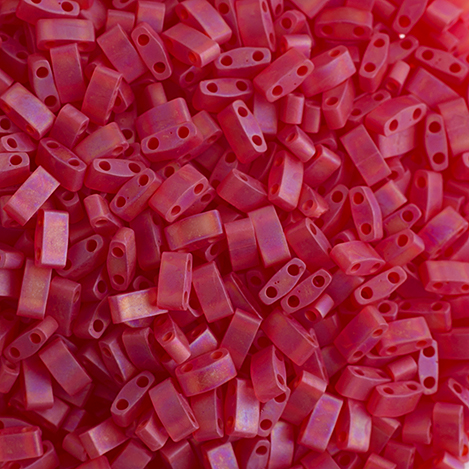 Miyuki TILA Half Cut 5x2.3mm 2 Hole Red Tr. AB Matte image