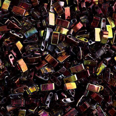 Miyuki TILA Half Cut 5x2.3mm 2 Hole Red Transparent Magic Wine image