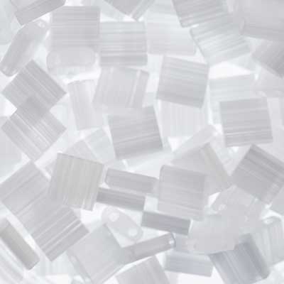 Miyuki TILA Beads 5x5mm 2 hole White Transparent image