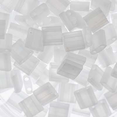 Miyuki TILA Beads 5x5mm 2 hole Crystal Transparent Matte AB image