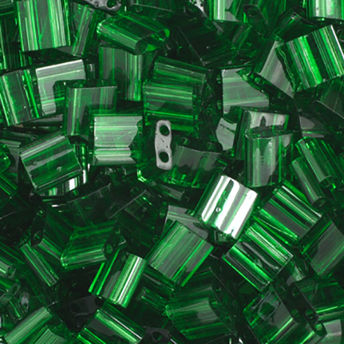 Miyuki TILA Bead 5x5mm 2 Hole Light Emerald Transparent image