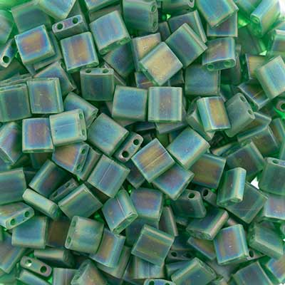 MIYUKI TILA Bead 5x5mm 2 Hole Light Emerald Transparent AB image