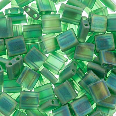 Miyuki TILA Beads 5x5mm 2 hole Light Emerald Tr. Matte AB image