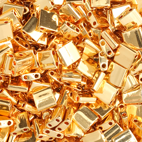 Miyuki TILA Beads 5x5mm 2 hole Gold Opaque image