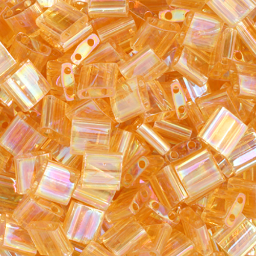 Miyuki TILA Bead 5x5mm 2 Hole Light Amber Transparent AB image
