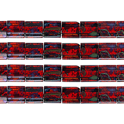 Miyuki TILA Beads 5x5mm 2 hole Dark Red w/Turq. Picasso Tr. image