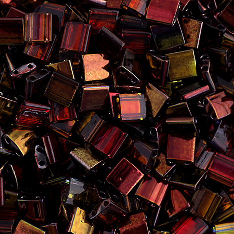 Miyuki TILA Beads 5x5mm 2 hole Red Transparent Magic Wine image