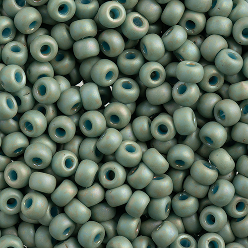 Miyuki Seed Bead 6/0 apx 22g Frosted Glazed/ Rainbow Green Mint Matte AB image