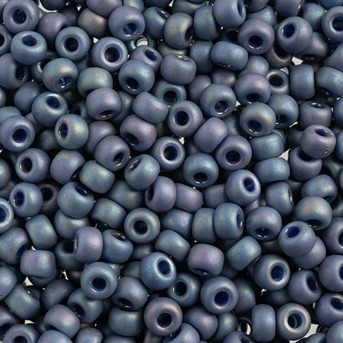 Miyuki Seed Bead 6/0 Frosted Glazed/Rainbow Navy Blue Matte AB image