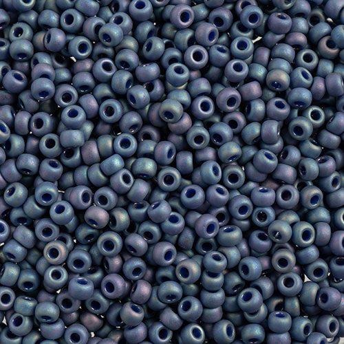 Miyuki Seed Bead 8/0 Frosted Glazed/Rainbow Navy Blue Matte AB image