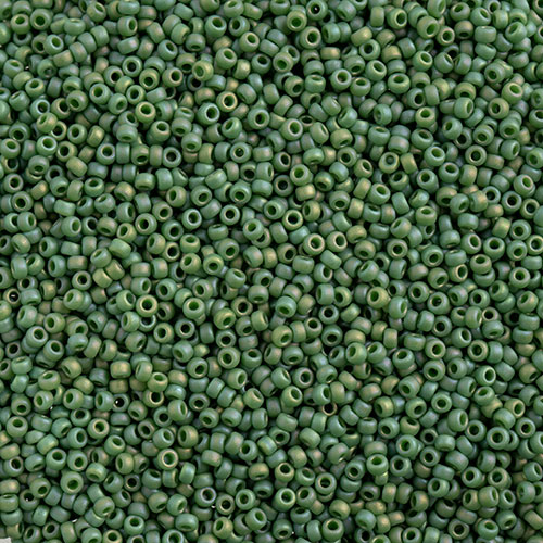 Miyuki Seed Bead 15/0 Frosted Glazed/Rainbow Green Pine Matte AB image