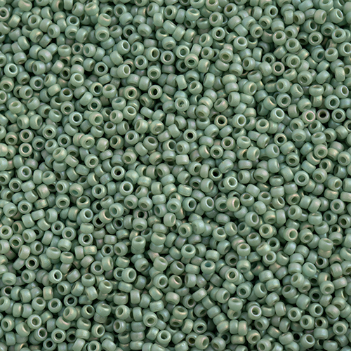 Miyuki Seed Bead 15/0 apx 22g Frosted Glazed/ Rainbow Green Mint Matte AB image