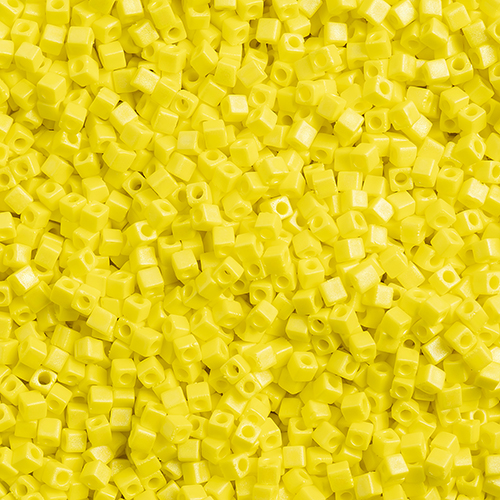Miyuki Square/Cube Beads 1.8mm Yellow Opaque AB Matte image
