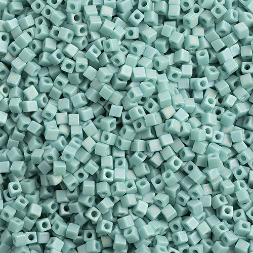 Miyuki Square/Cube Beads 1.8mm Turquoise Green Opaque AB Matte image