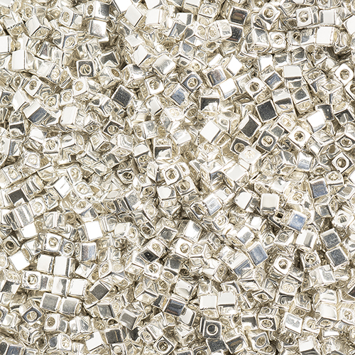 Miyuki Square/Cube Beads 1.8mm Gloss Silver Galvanized image