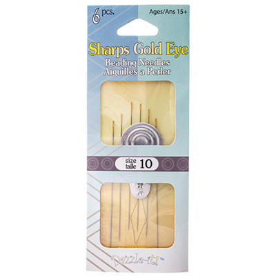 Sharps Gold Eye Beading Needle w/Threader Size 10 image