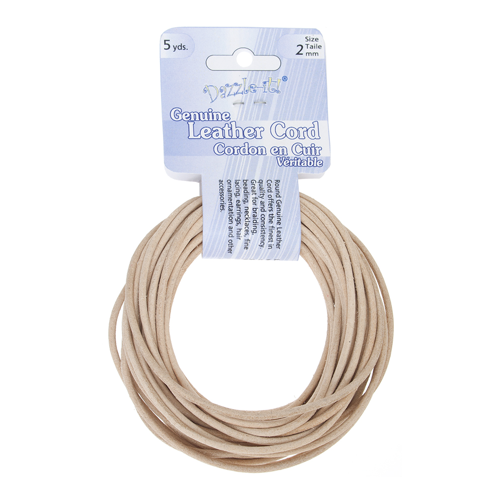 Dazzle-It Genuine Leather Cord 2mm Round Natural 5yds image