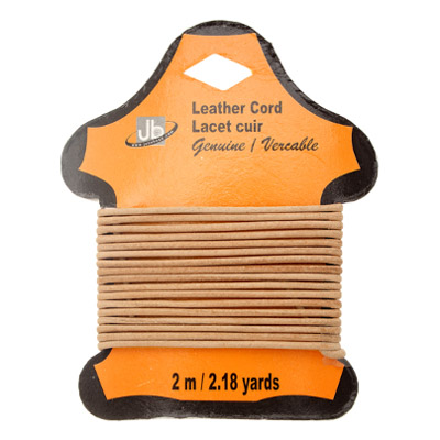 LEATHER GENUINE CORD 1.5mm RND 5HEADERS x 2MTR=10MTR NATURAL image