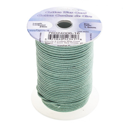 Dazzle-It Cotton Wax Cord 1.5mm Round Sea Green 25m Spool image