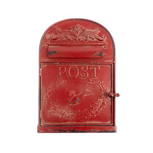 Metal Christmas Post Box 9.5x3.5x13.75in Red image